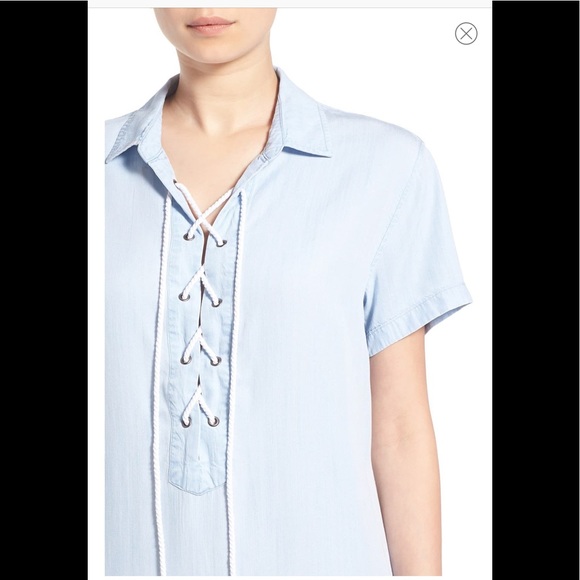 RAILS 'Rocky' Lace-Up Chambray Shift Dress Size: S - Picture 3 of 6